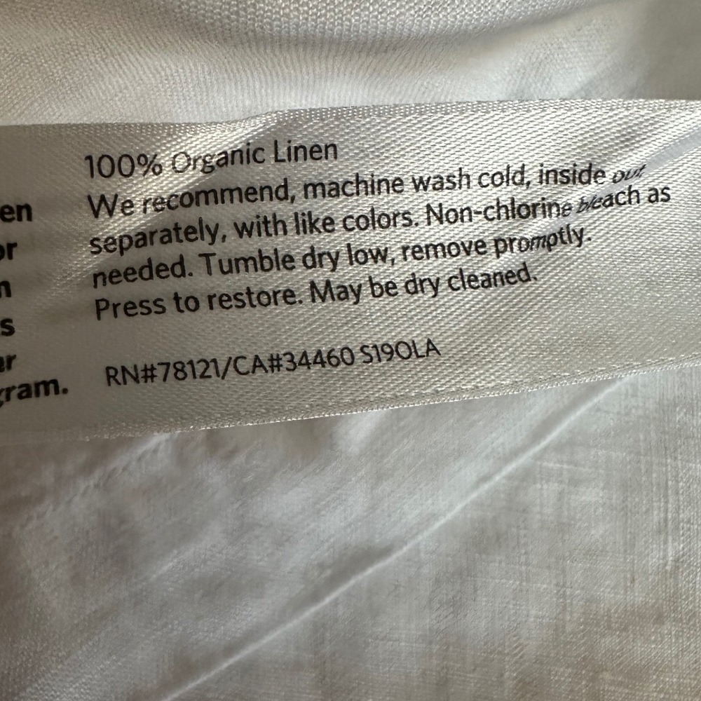 Eileen Fisher 100% Organic Linen White Button Down Shirt Short Sleeve M - Picture 5 of 5